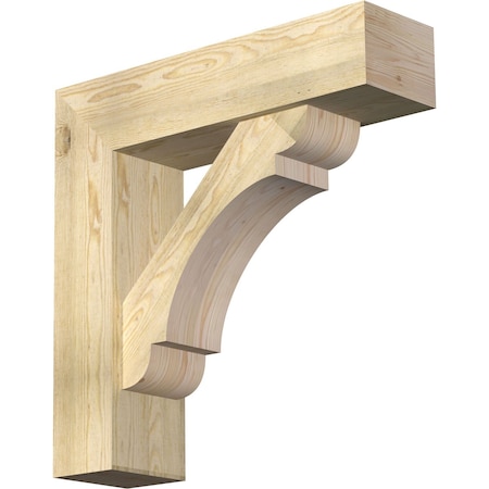 Ekena Millwork Olympic Block Rough Sawn Bracket w/ Offset Brace, Douglas Fir, 8"W x 30"D x 30"H BKT0806X30X30OLY05RDF